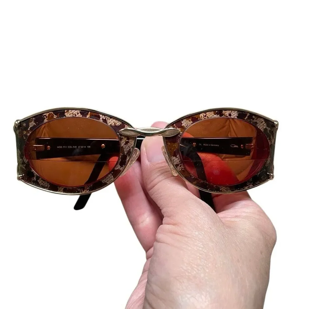 Vintage Cazal Y2K Hip-hop Gold Leopard Sunglass FRAMES‎ ONLY Germany model 911